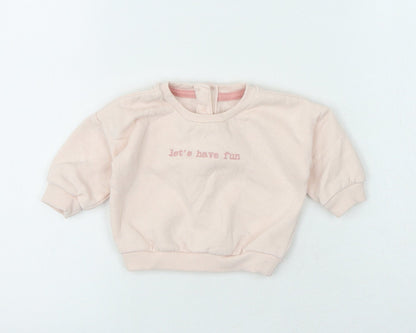 Matalan Girls Pink Polyester Jersey T-Shirt Size 0-3 Months Crew Neck - Sloagan