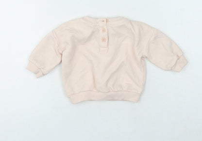 Matalan Girls Pink Polyester Jersey T-Shirt Size 0-3 Months Crew Neck - Sloagan