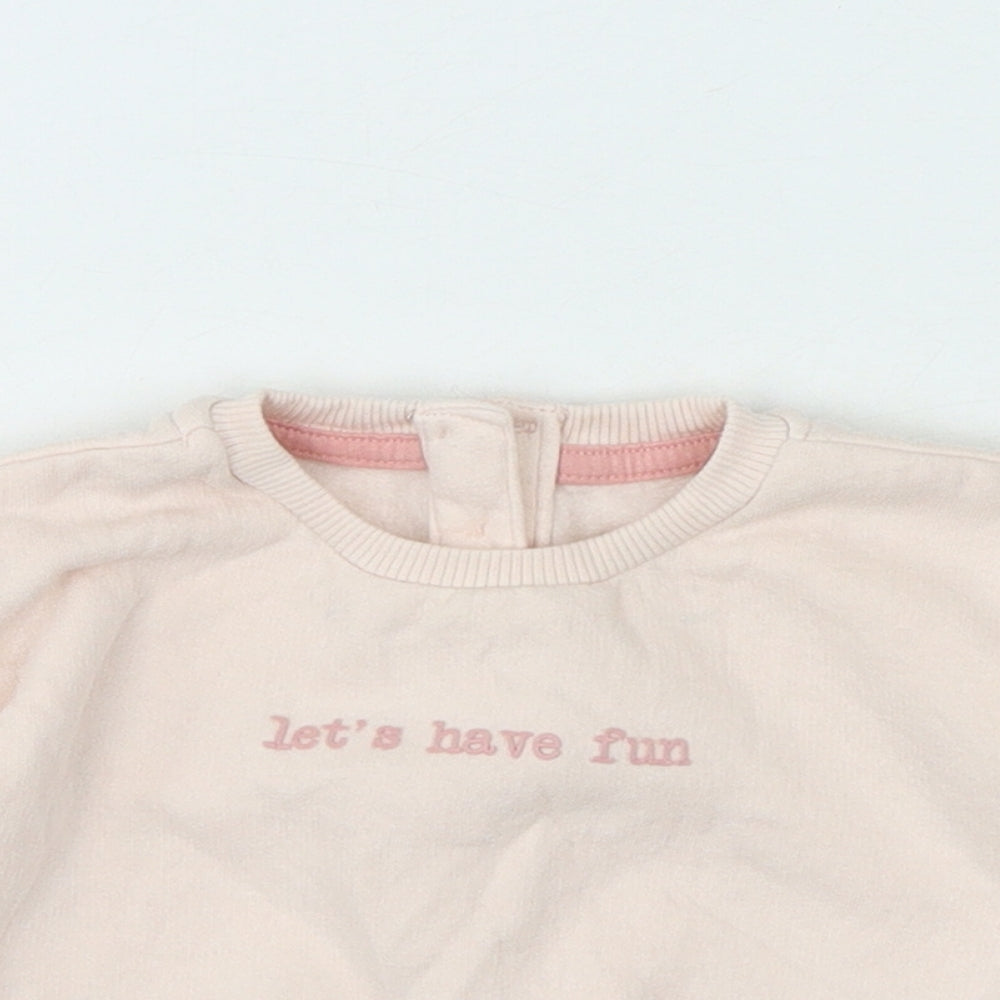 Matalan Girls Pink Polyester Jersey T-Shirt Size 0-3 Months Crew Neck - Sloagan