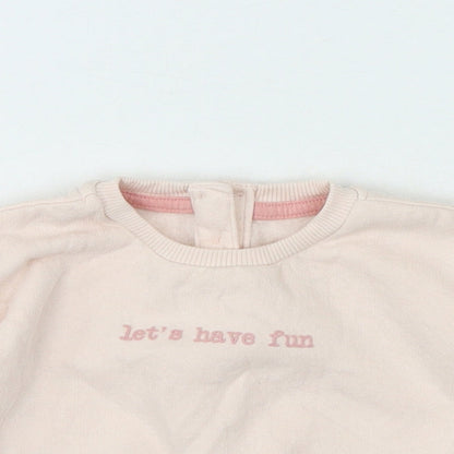 Matalan Girls Pink Polyester Jersey T-Shirt Size 0-3 Months Crew Neck - Sloagan