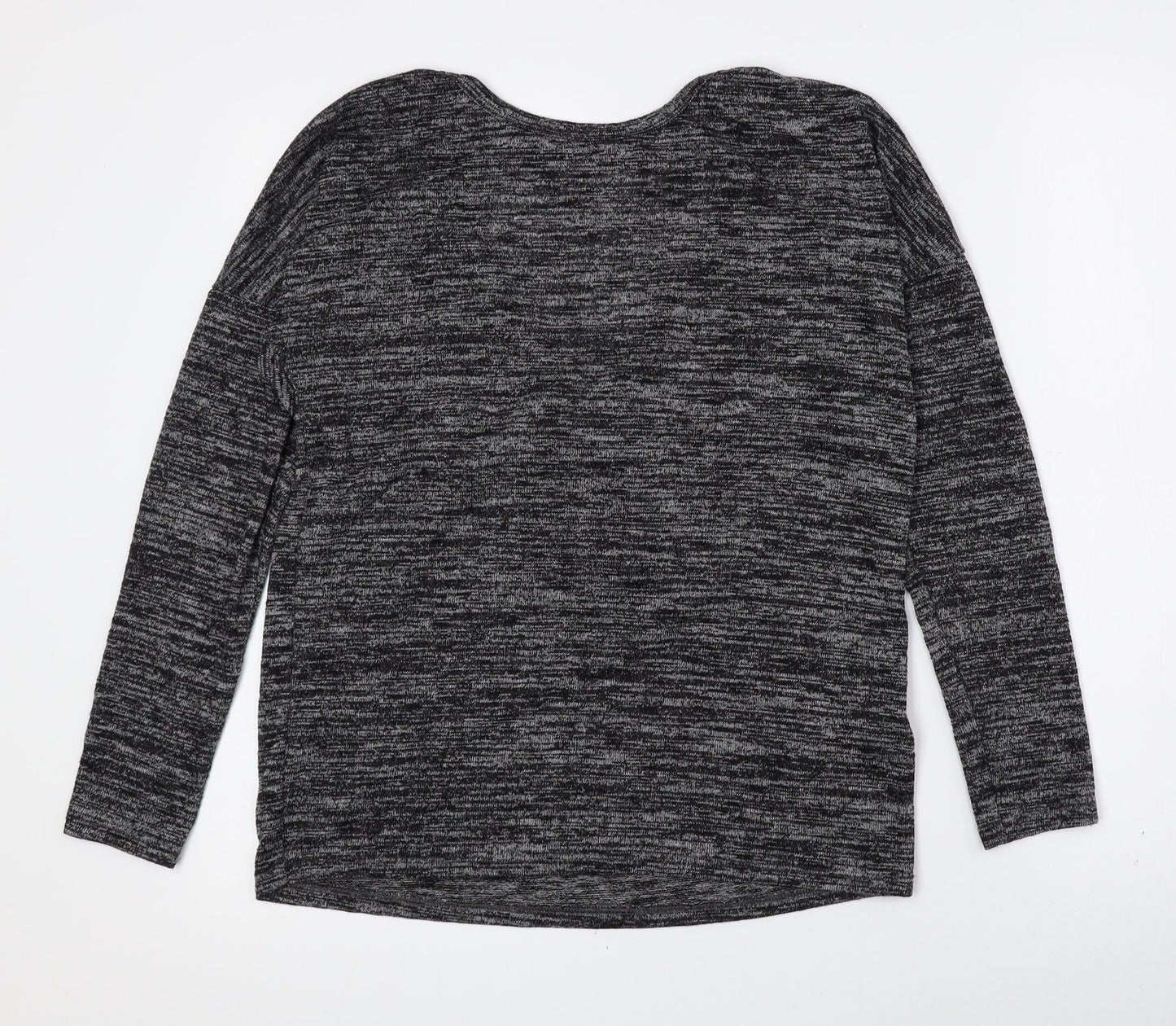 Indigo Womens Grey Polyester Basic T-Shirt Size 10 Crew Neck - Cowl Back