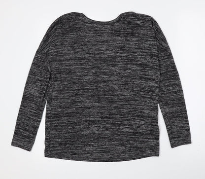 Indigo Womens Grey Polyester Basic T-Shirt Size 10 Crew Neck - Cowl Back