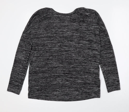 Indigo Womens Grey Polyester Basic T-Shirt Size 10 Crew Neck - Cowl Back