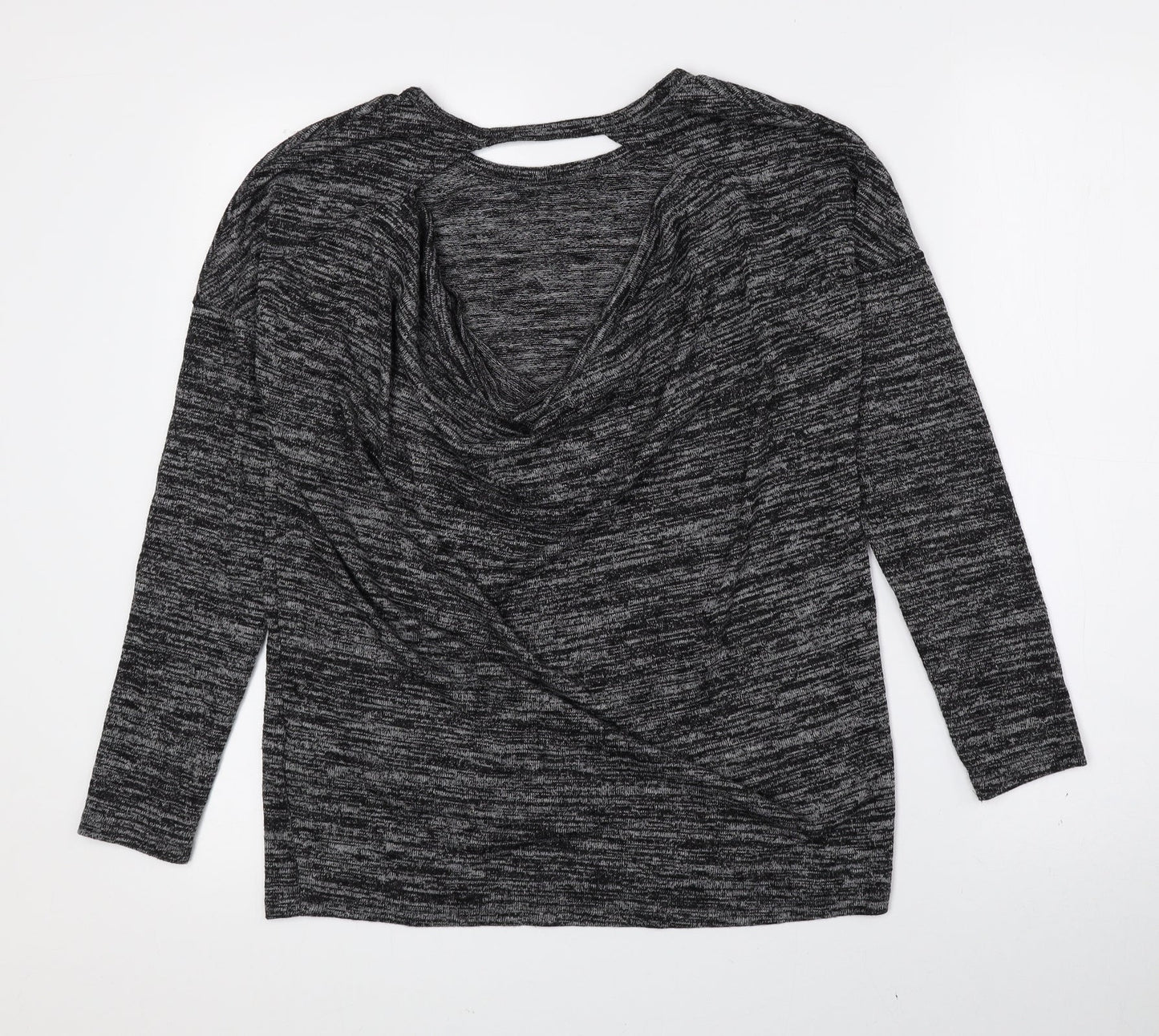 Indigo Womens Grey Polyester Basic T-Shirt Size 10 Crew Neck - Cowl Back