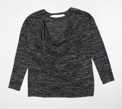 Indigo Womens Grey Polyester Basic T-Shirt Size 10 Crew Neck - Cowl Back