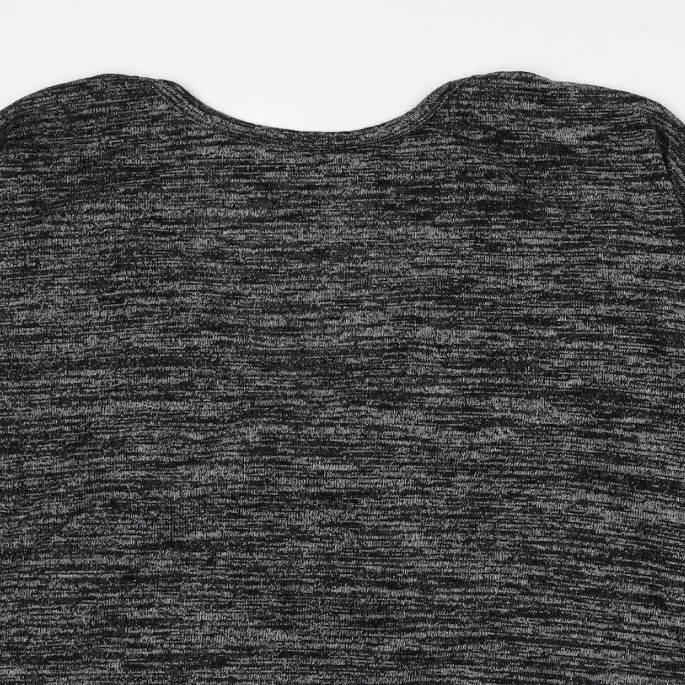 Indigo Womens Grey Polyester Basic T-Shirt Size 10 Crew Neck - Cowl Back