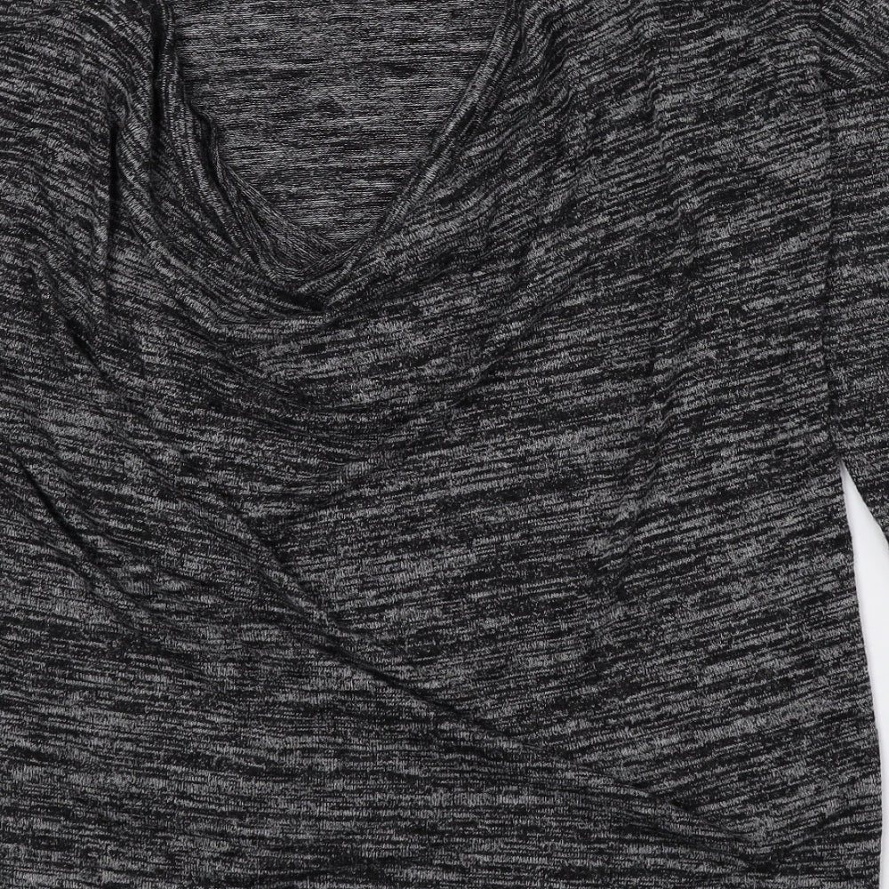 Indigo Womens Grey Polyester Basic T-Shirt Size 10 Crew Neck - Cowl Back