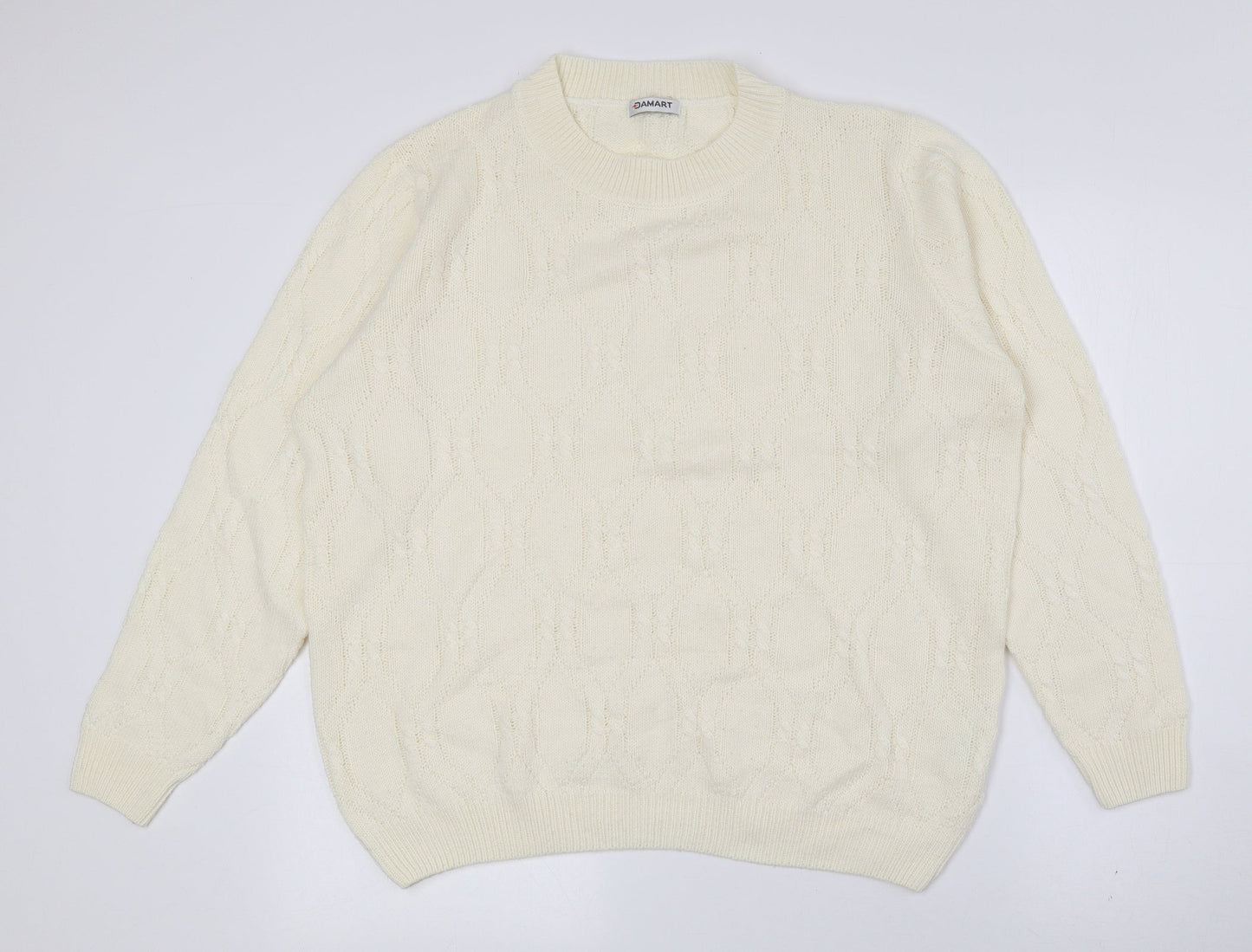 Damart Womens Yellow Crew Neck Acrylic Pullover Jumper Size 14