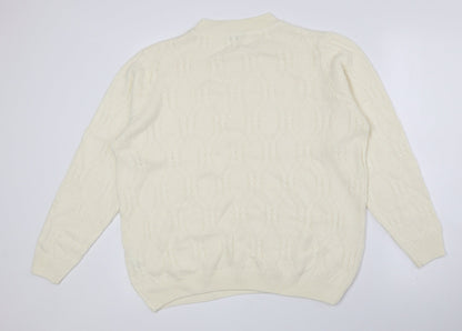 Damart Womens Yellow Crew Neck Acrylic Pullover Jumper Size 14