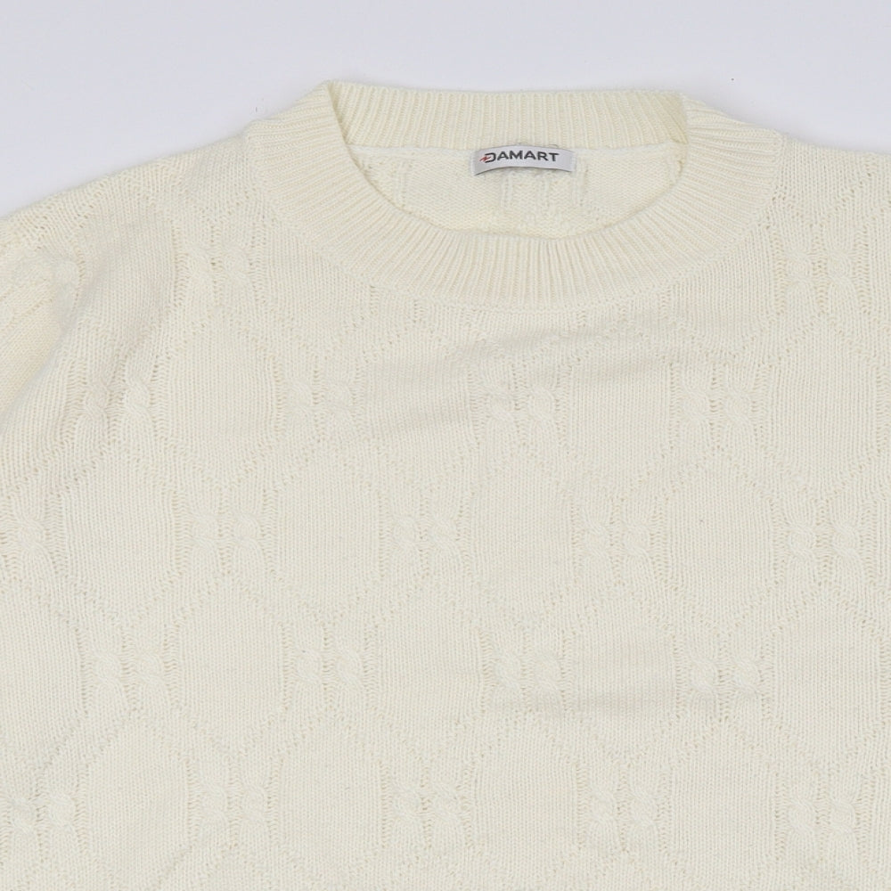 Damart Womens Yellow Crew Neck Acrylic Pullover Jumper Size 14