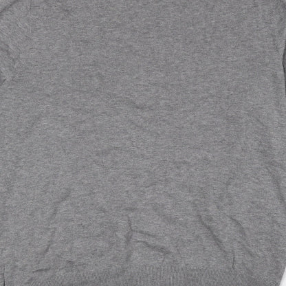 Gap Mens Grey V-Neck Cotton Pullover Jumper Size L