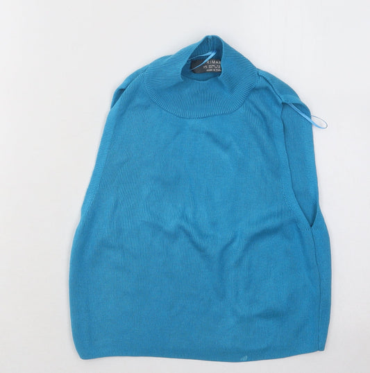 Primark Womens Blue Mock Neck Acrylic Vest Jumper Size 6