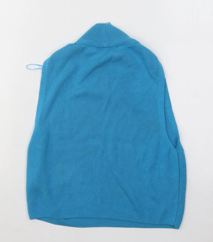 Primark Womens Blue Mock Neck Acrylic Vest Jumper Size 6