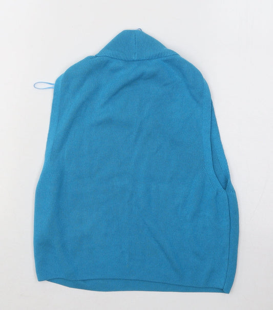 Primark Womens Blue Mock Neck Acrylic Vest Jumper Size 6