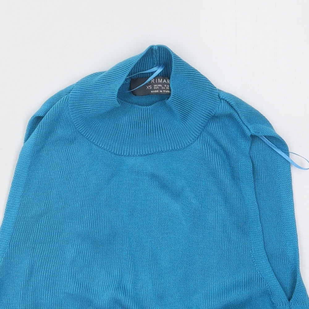 Primark Womens Blue Mock Neck Acrylic Vest Jumper Size 6