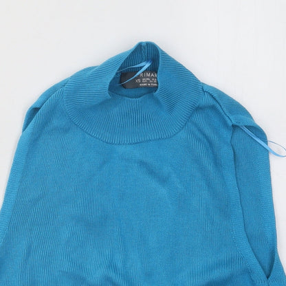 Primark Womens Blue Mock Neck Acrylic Vest Jumper Size 6