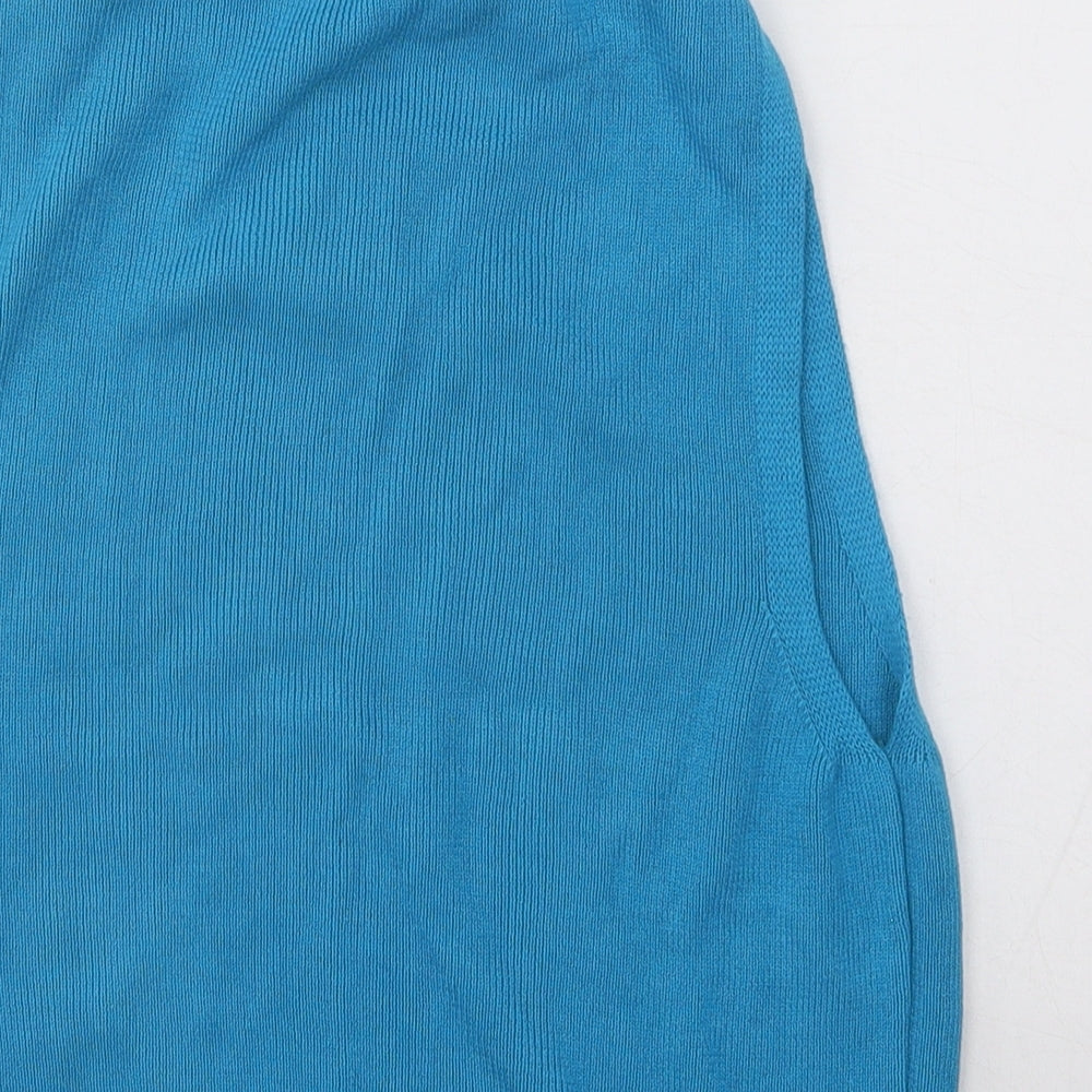 Primark Womens Blue Mock Neck Acrylic Vest Jumper Size 6