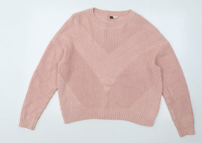 Womens UK Size S Divided by H&M Pink Pullover Jumper