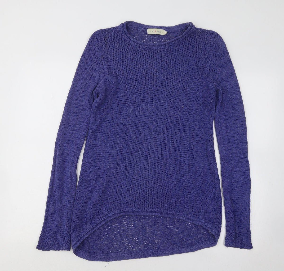 Indi & Cold Womens Purple Round Neck Cotton Pullover Jumper Size S