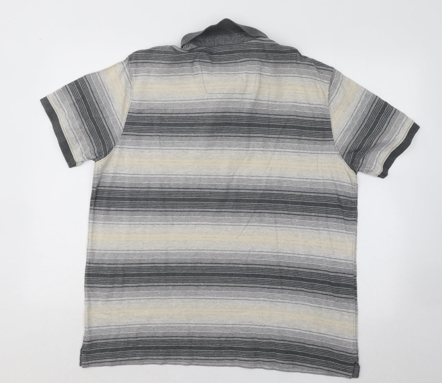 Boston Crew Mens Multicoloured Striped Cotton Polo Size L Collared Button