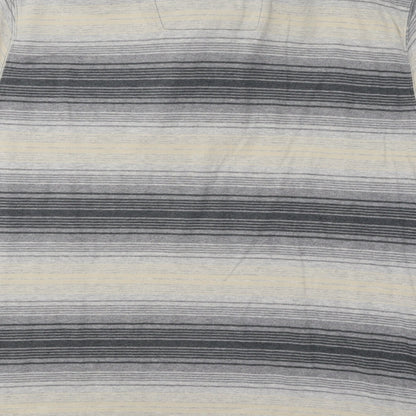 Boston Crew Mens Multicoloured Striped Cotton Polo Size L Collared Button