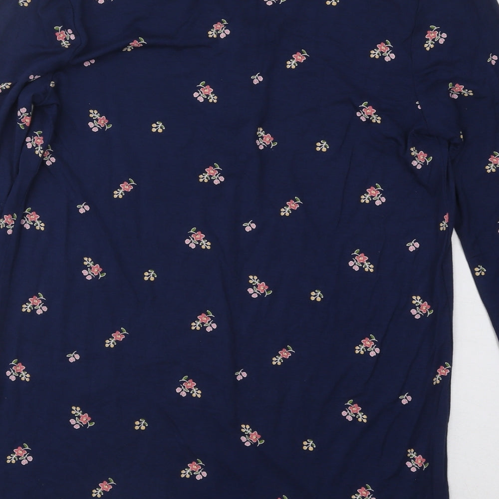 TU Womens Blue V-Neck Floral Modal Pullover Jumper Size 8