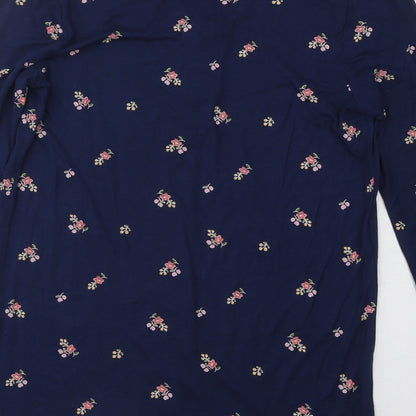 TU Womens Blue V-Neck Floral Modal Pullover Jumper Size 8