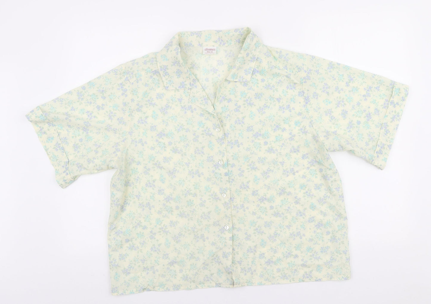 Leeannes Womens Multicoloured Floral Polyester Basic Button-Up Size 18 Collared