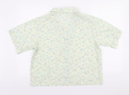 Leeannes Womens Multicoloured Floral Polyester Basic Button-Up Size 18 Collared