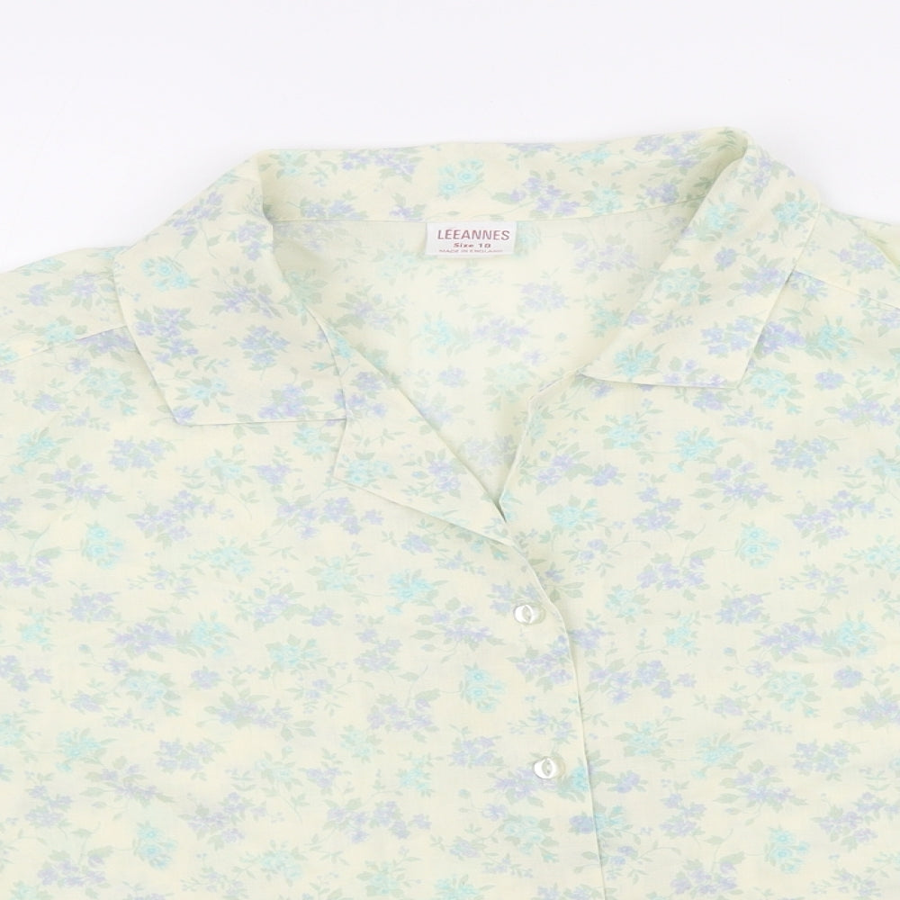 Leeannes Womens Multicoloured Floral Polyester Basic Button-Up Size 18 Collared