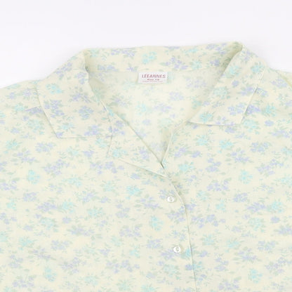 Leeannes Womens Multicoloured Floral Polyester Basic Button-Up Size 18 Collared