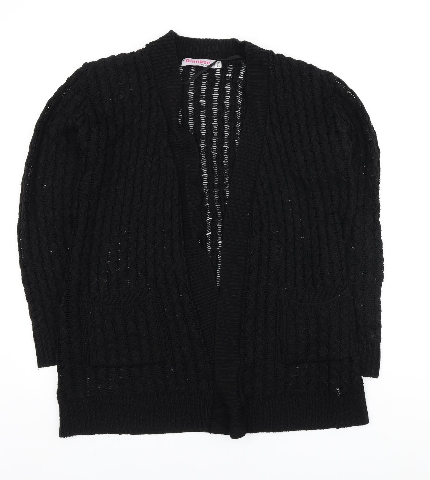 Womens UK Size S Glimpse Design Black Cardigan Jumper