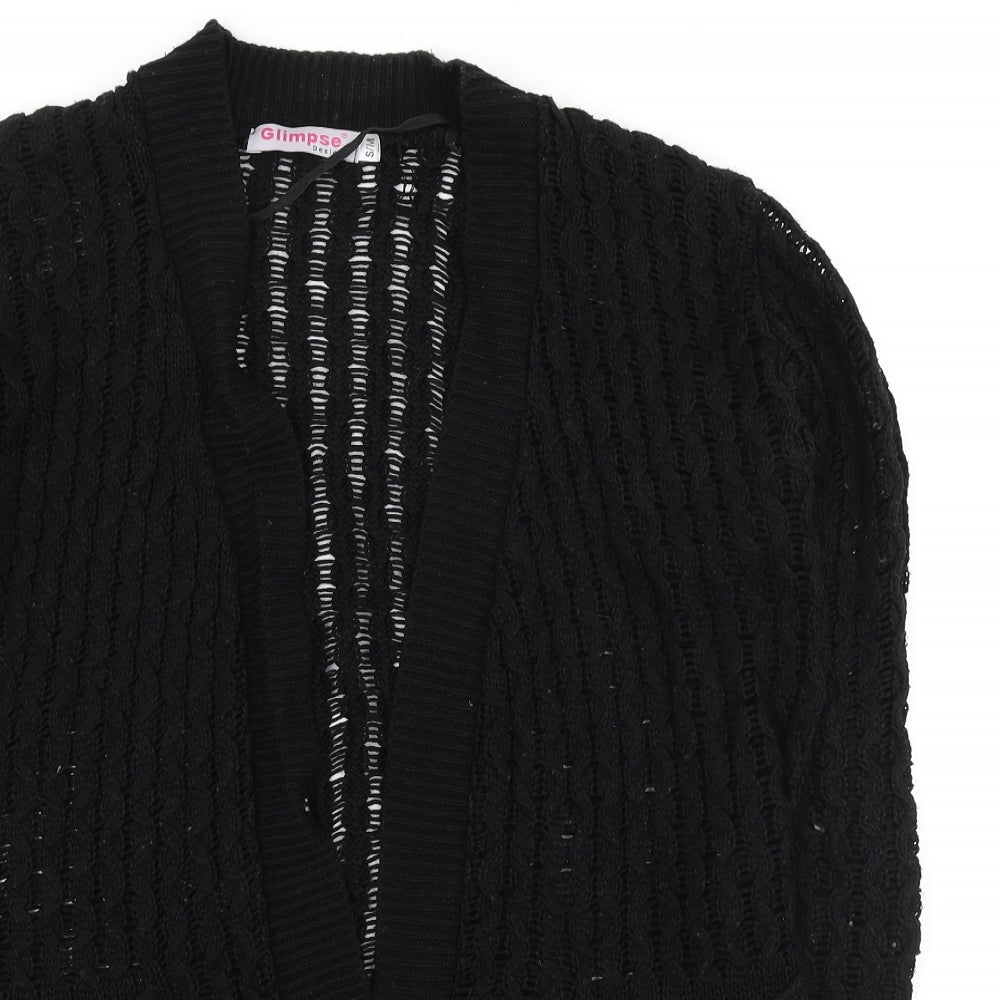 Womens UK Size S Glimpse Design Black Cardigan Jumper