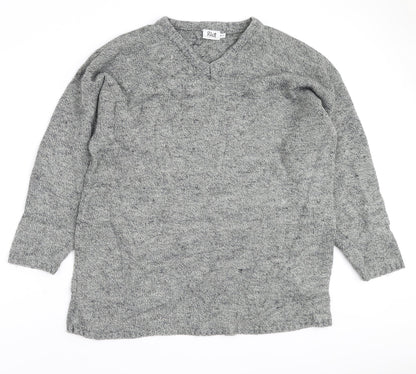 Pilot Mens Grey V-Neck Acrylic Pullover Jumper Size M