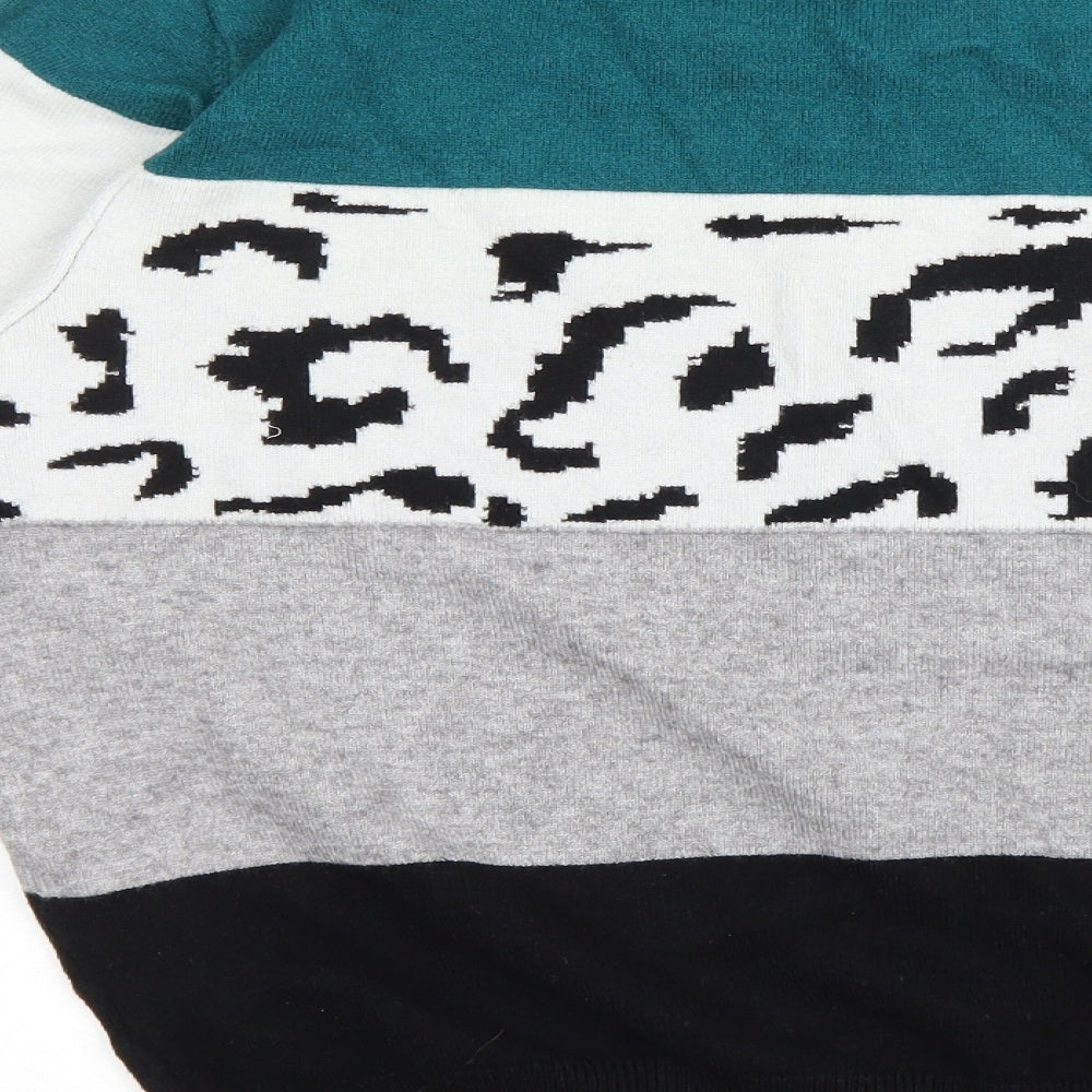 SheIn Womens Multicoloured Round Neck Striped Cotton Pullover Jumper Size L