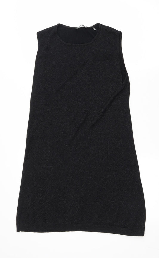 Brave Soul Womens Black Viscose Shift Size M Scoop Neck Pullover