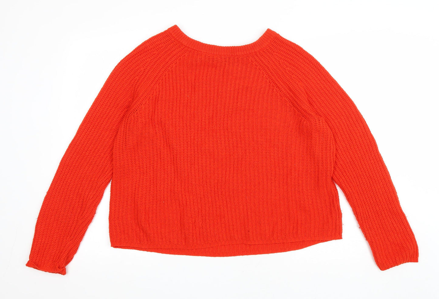 George Womens Red Round Neck Acrylic Pullover Jumper Size 12