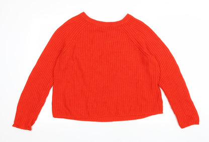 George Womens Red Round Neck Acrylic Pullover Jumper Size 12