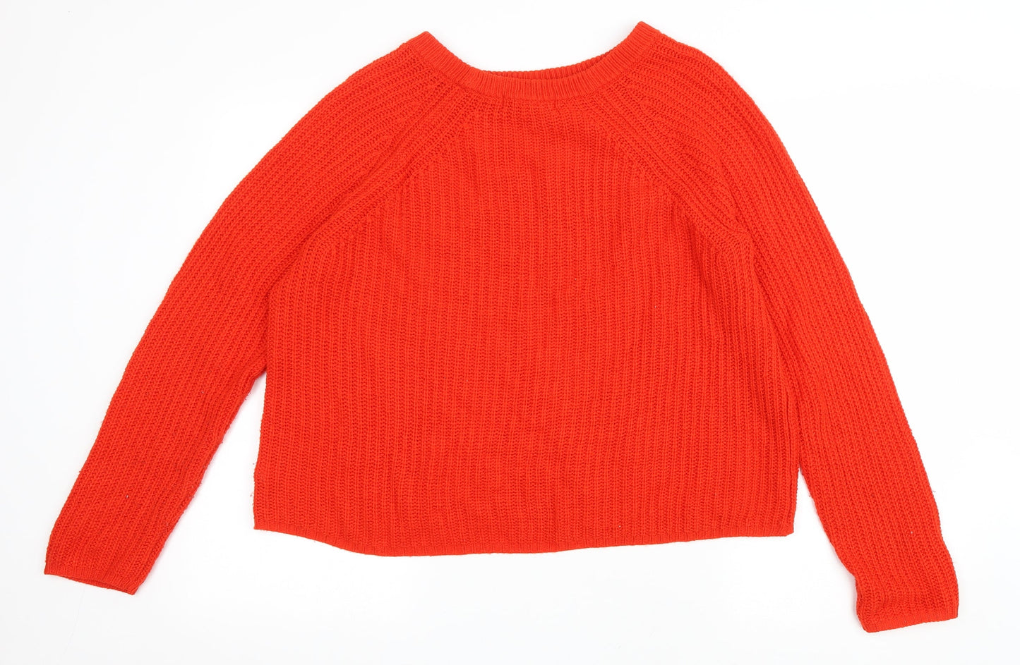 George Womens Red Round Neck Acrylic Pullover Jumper Size 12