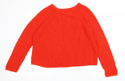 George Womens Red Round Neck Acrylic Pullover Jumper Size 12