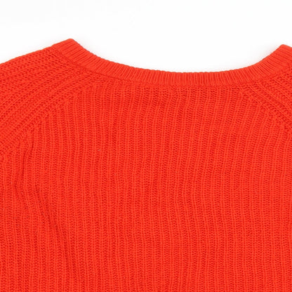 George Womens Red Round Neck Acrylic Pullover Jumper Size 12