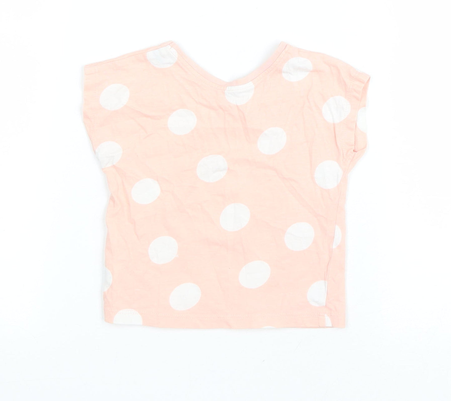 George Girls Pink Polka Dot Cotton Basic T-Shirt Size 6-9 Months Round Neck Pullover