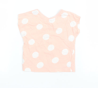 George Girls Pink Polka Dot Cotton Basic T-Shirt Size 6-9 Months Round Neck Pullover