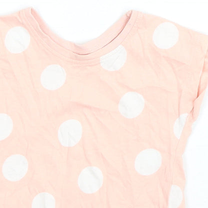 George Girls Pink Polka Dot Cotton Basic T-Shirt Size 6-9 Months Round Neck Pullover