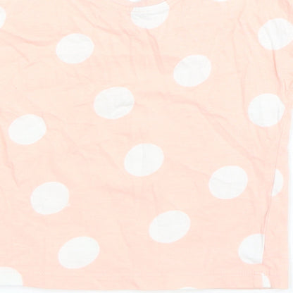 George Girls Pink Polka Dot Cotton Basic T-Shirt Size 6-9 Months Round Neck Pullover