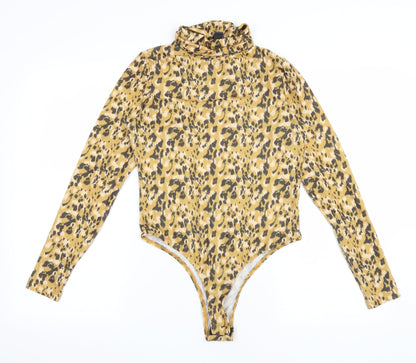 Primark Womens Yellow Animal Print Polyester Bodysuit One-Piece Size 10 Snap - Cheater Print
