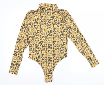 Primark Womens Yellow Animal Print Polyester Bodysuit One-Piece Size 10 Snap - Cheater Print