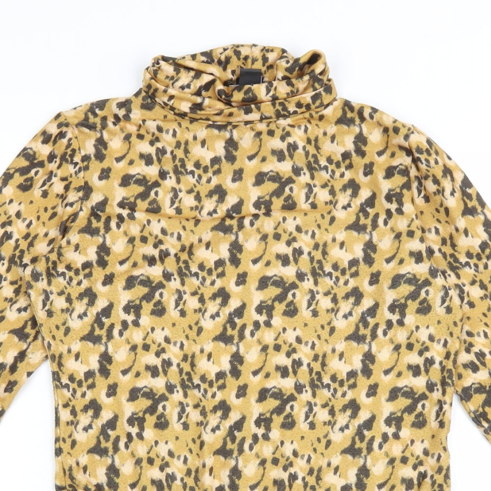 Primark Womens Yellow Animal Print Polyester Bodysuit One-Piece Size 10 Snap - Cheater Print