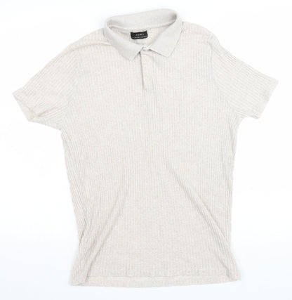Womens UK Size L Zara Beige Basic Polo