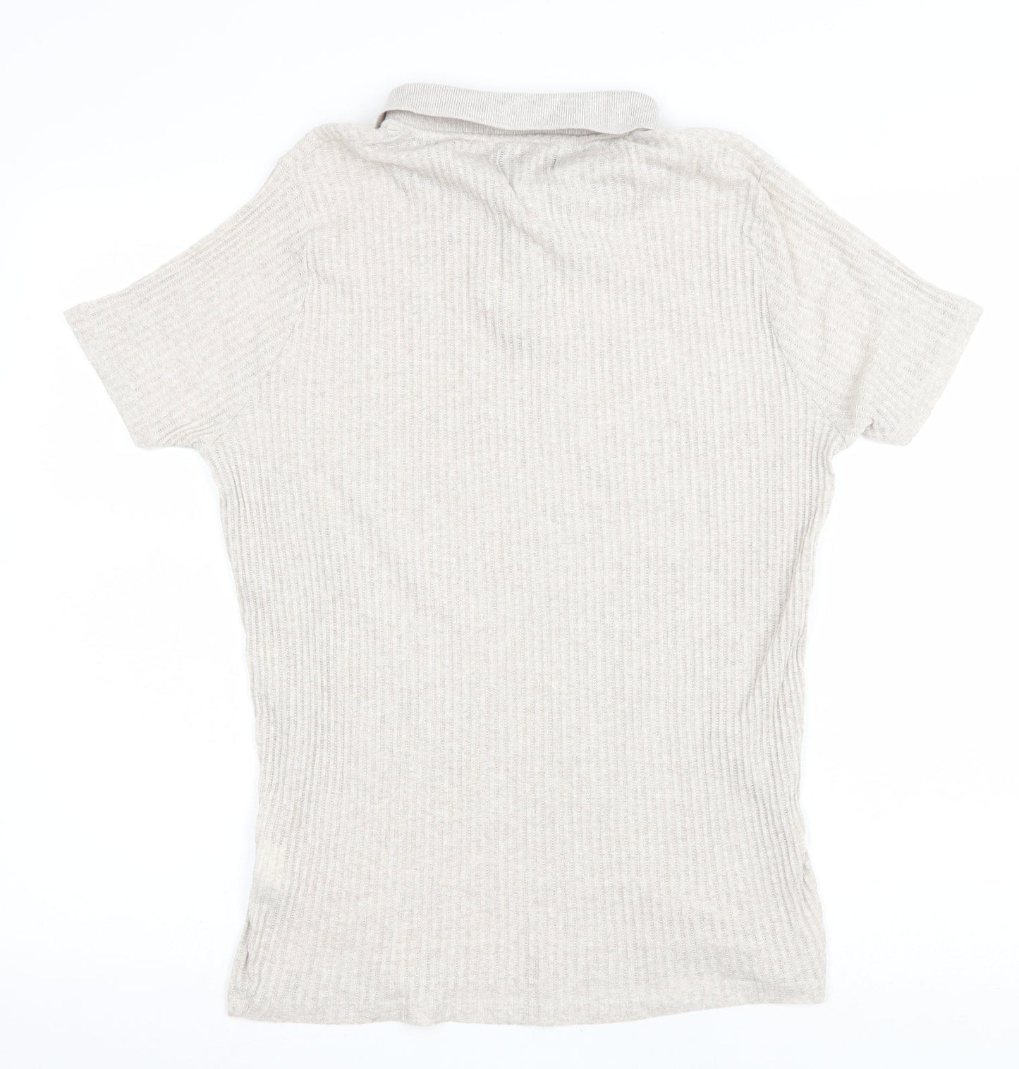 Womens UK Size L Zara Beige Basic Polo